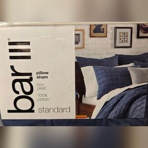 Bar III Box Pleat Standard Pillow Sham. Color Indigo Blue (2)